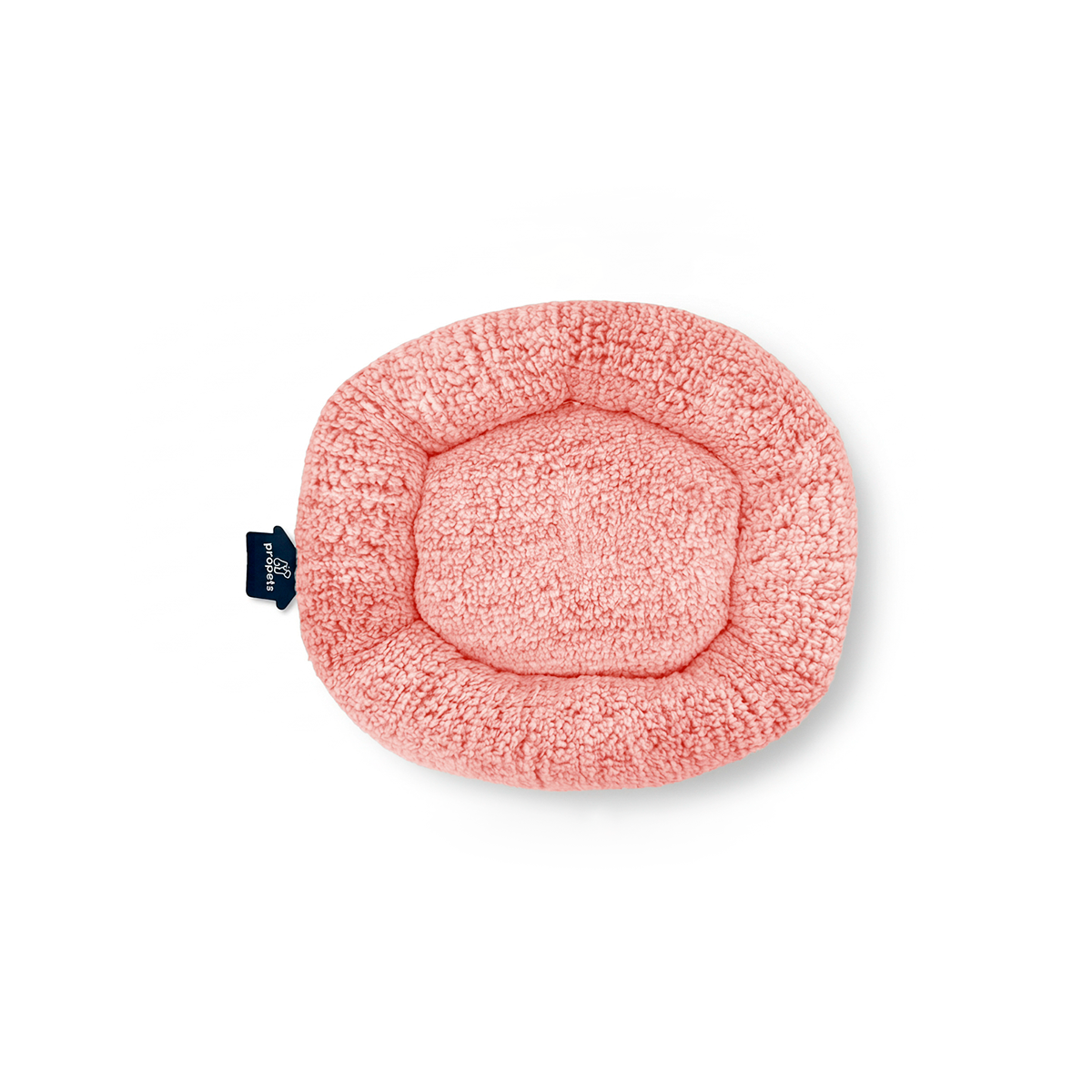 Cama circular de felpa color salmón para mascotas