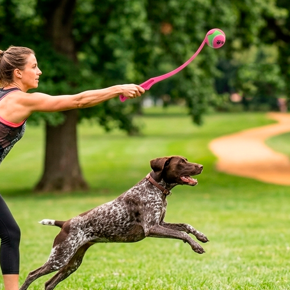 Lanzador de Pelota de Tenis para Perros - Rosa