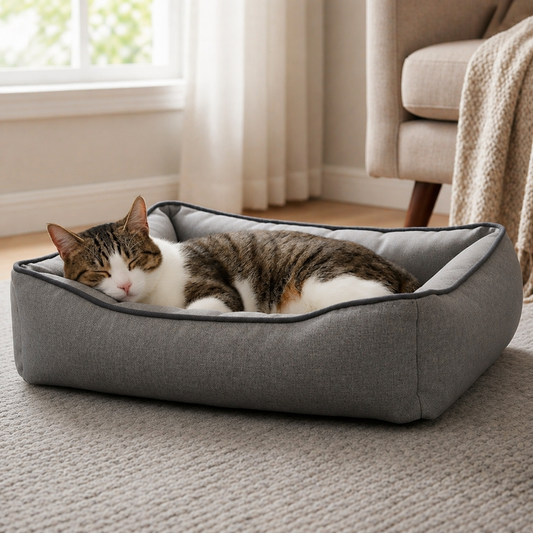 Cama Rectangular Gris Claro para Mascotas