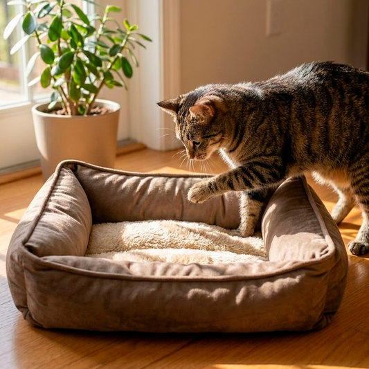 Cama rectángular marrón para Mascotas