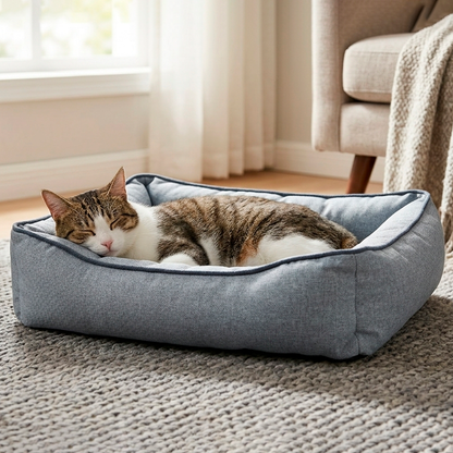 Cama Rectangular Azul para Mascotas